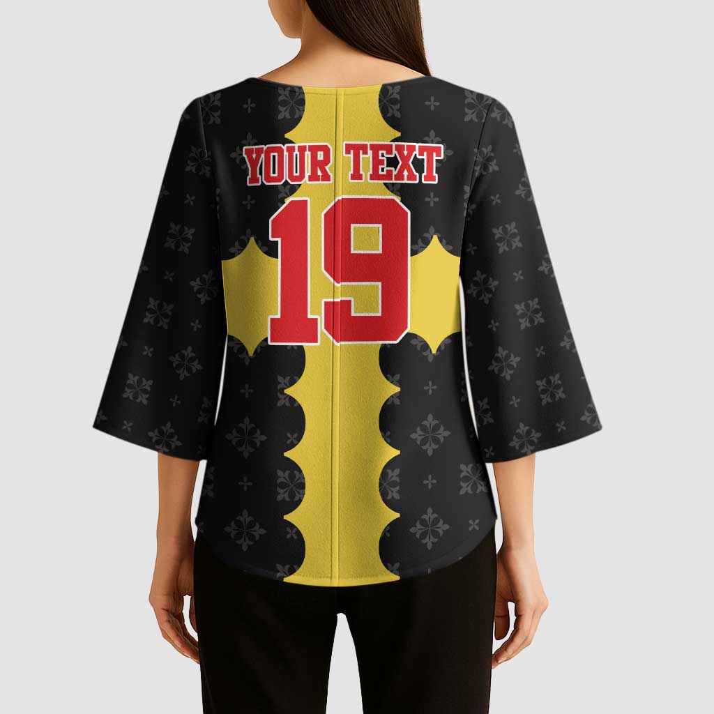 Custom Flintshire Wales Kimono Sleeve Blouse Coat Of Arms with Heraldic Flag - Wonder Print Shop