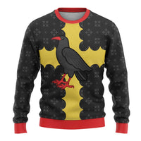 Custom Flintshire Wales Ugly Christmas Sweater Coat Of Arms with Heraldic Flag - Wonder Print Shop