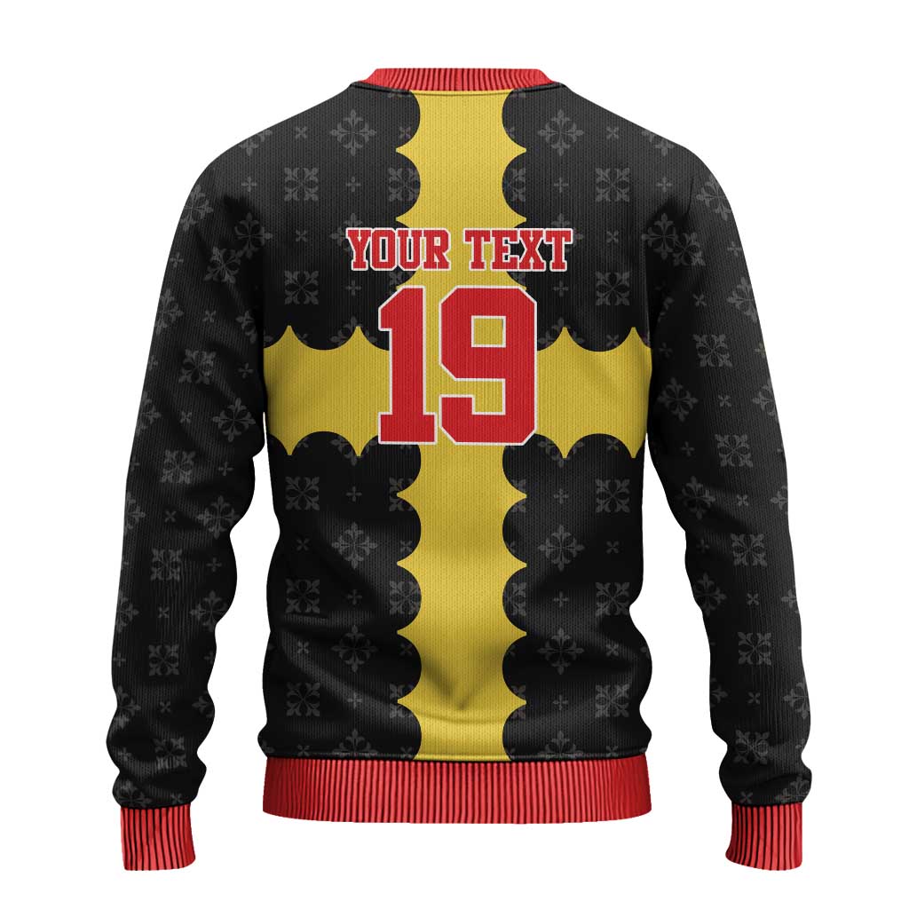 Custom Flintshire Wales Ugly Christmas Sweater Coat Of Arms with Heraldic Flag - Wonder Print Shop