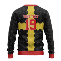 Custom Flintshire Wales Ugly Christmas Sweater Coat Of Arms with Heraldic Flag - Wonder Print Shop