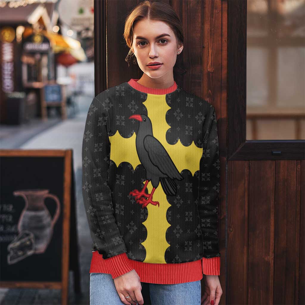 Custom Flintshire Wales Ugly Christmas Sweater Coat Of Arms with Heraldic Flag - Wonder Print Shop