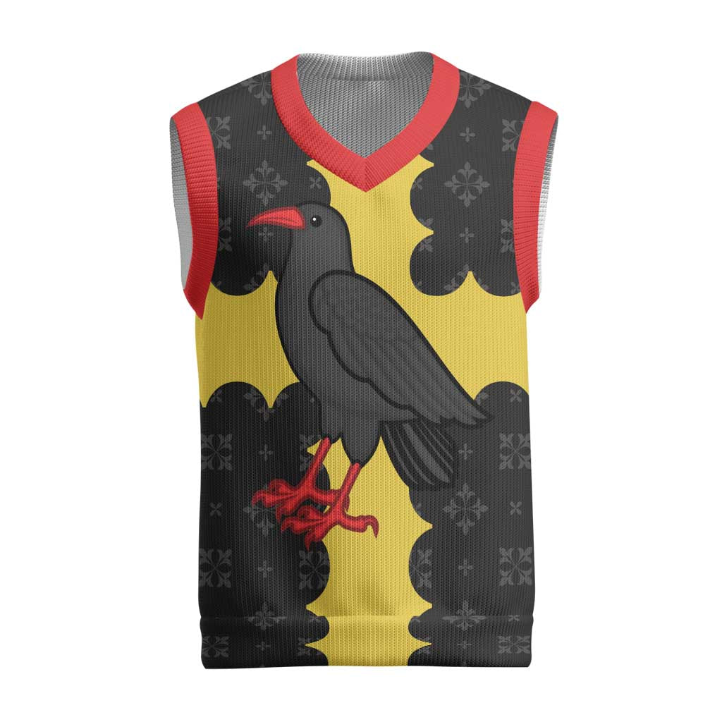 Custom Flintshire Wales Christmas Knitted V-Neck Vest Coat Of Arms with Heraldic Flag - Wonder Print Shop