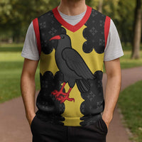 Custom Flintshire Wales Christmas Knitted V-Neck Vest Coat Of Arms with Heraldic Flag - Wonder Print Shop