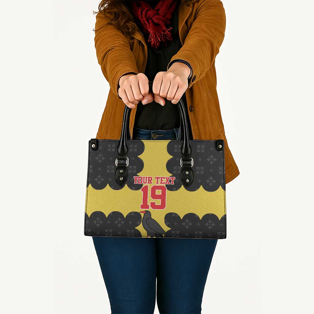 Custom Flintshire Wales Leather Bag Coat Of Arms with Heraldic Flag - Wonder Print Shop