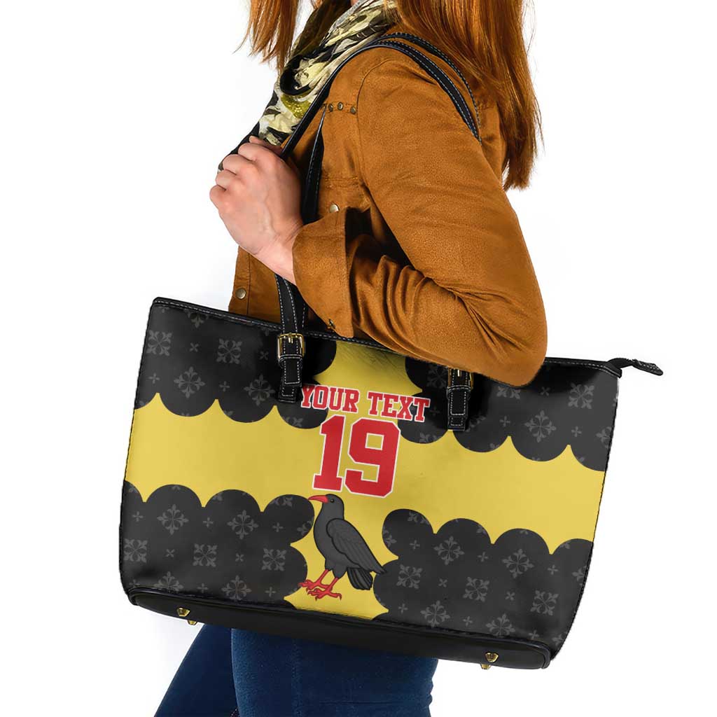 Custom Flintshire Wales Leather Tote Bag Coat Of Arms with Heraldic Flag - Wonder Print Shop