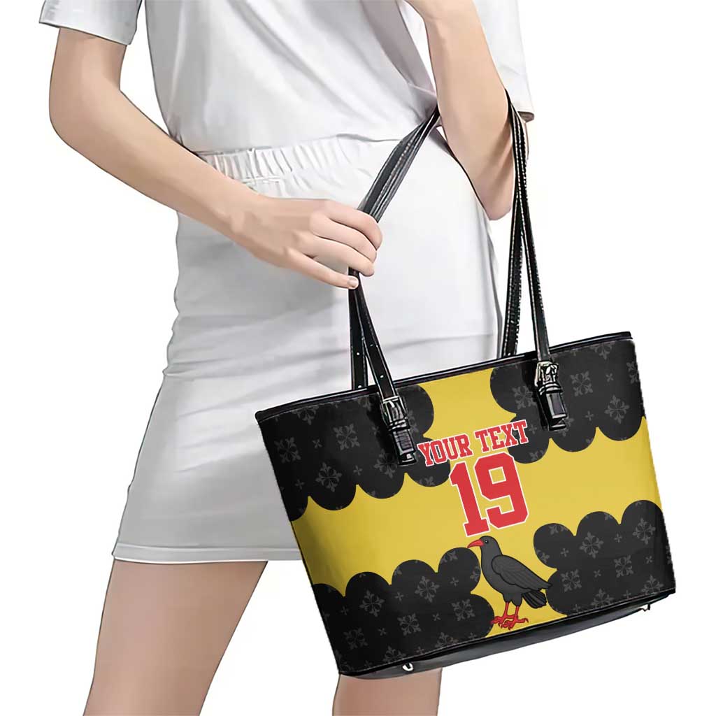 Custom Flintshire Wales Leather Tote Bag Coat Of Arms with Heraldic Flag - Wonder Print Shop