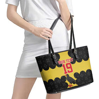 Custom Flintshire Wales Leather Tote Bag Coat Of Arms with Heraldic Flag - Wonder Print Shop