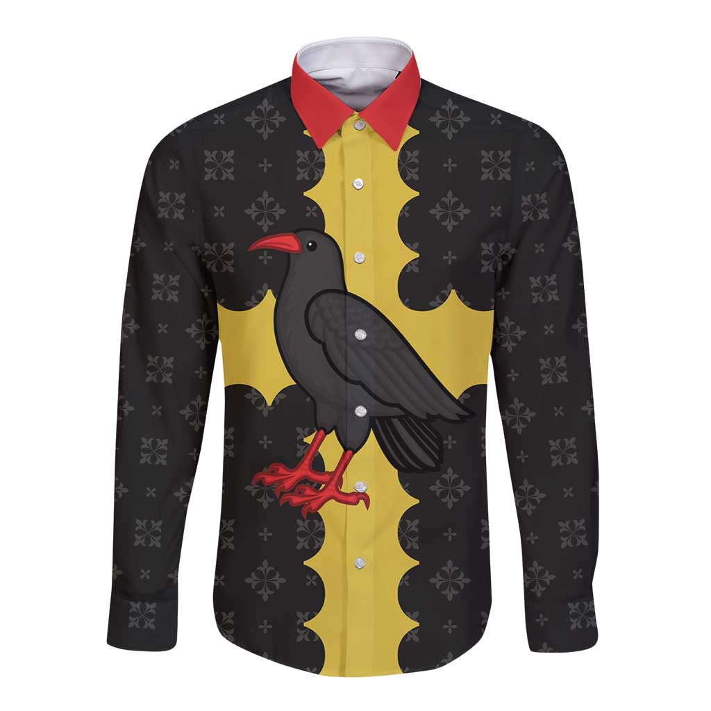 Custom Flintshire Wales Long Sleeve Button Shirt Coat Of Arms with Heraldic Flag - Wonder Print Shop