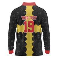 Custom Flintshire Wales Long Sleeve Polo Shirt Coat Of Arms with Heraldic Flag - Wonder Print Shop