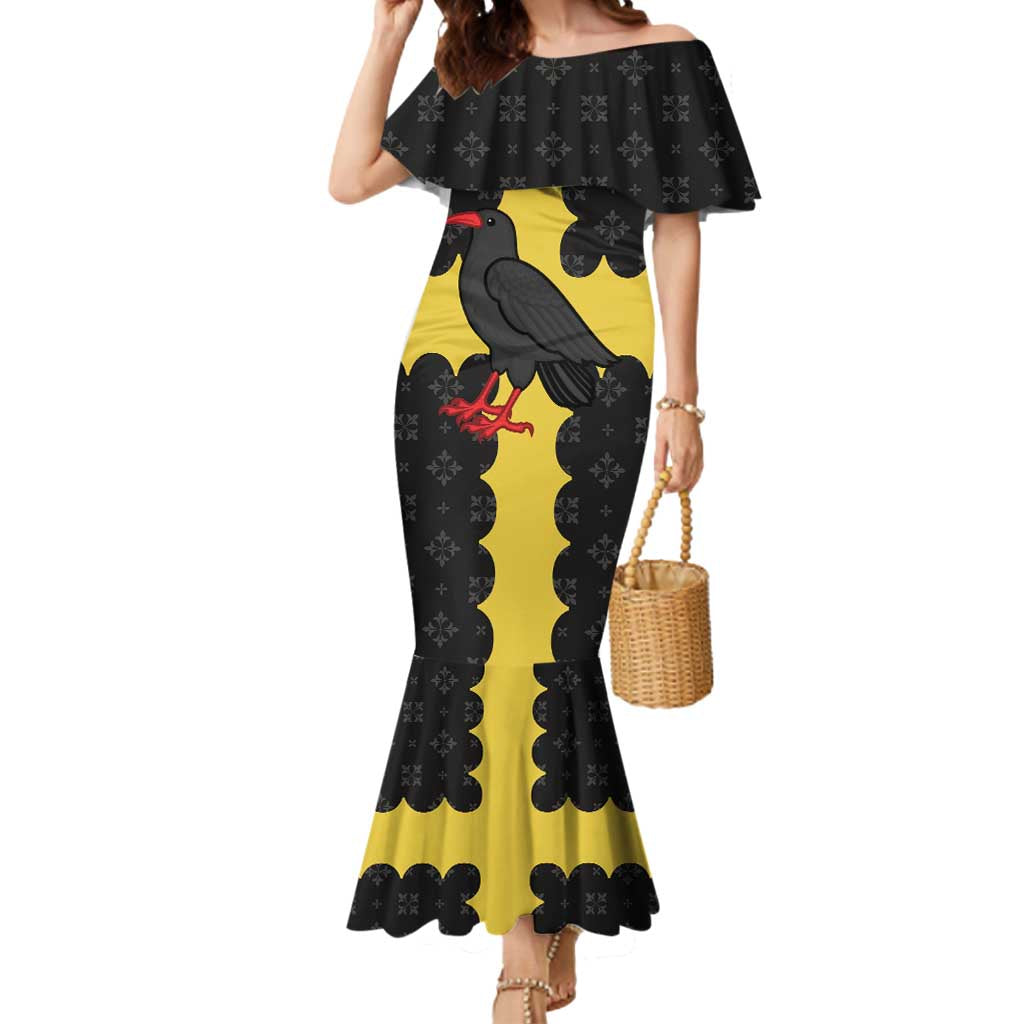 Custom Flintshire Wales Mermaid Dress Coat Of Arms with Heraldic Flag - Wonder Print Shop