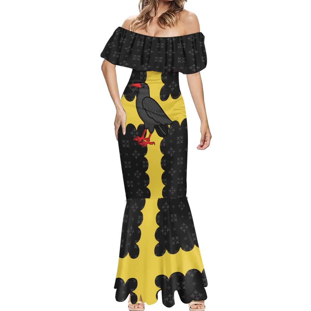 Custom Flintshire Wales Mermaid Dress Coat Of Arms with Heraldic Flag - Wonder Print Shop