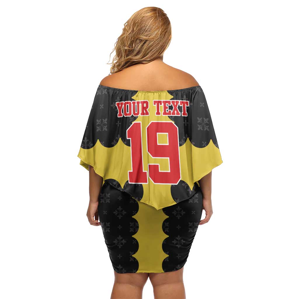 Custom Flintshire Wales Off Shoulder Short Dress Coat Of Arms with Heraldic Flag - Wonder Print Shop