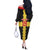 Custom Flintshire Wales Off The Shoulder Long Sleeve Dress Coat Of Arms with Heraldic Flag - Wonder Print Shop