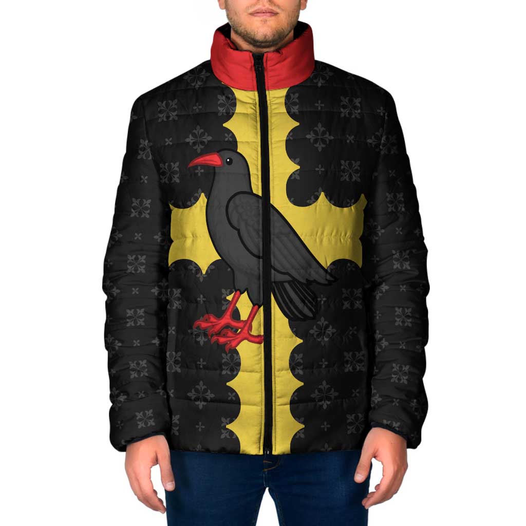 Custom Flintshire Wales Padded Jacket Coat Of Arms with Heraldic Flag - Wonder Print Shop