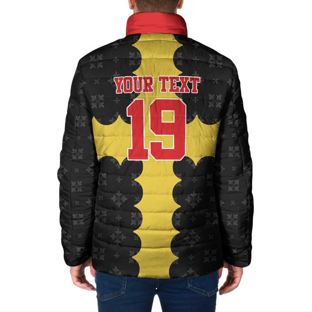 Custom Flintshire Wales Padded Jacket Coat Of Arms with Heraldic Flag - Wonder Print Shop