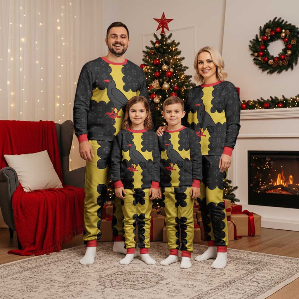 Custom Flintshire Wales Christmas Pajama Set Coat Of Arms with Heraldic Flag - Wonder Print Shop