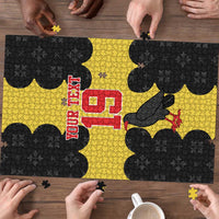 Custom Flintshire Wales Puzzle Coat Of Arms with Heraldic Flag - Wonder Print Shop