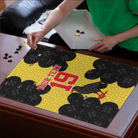 Custom Flintshire Wales Puzzle Coat Of Arms with Heraldic Flag - Wonder Print Shop