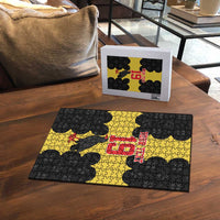 Custom Flintshire Wales Puzzle Coat Of Arms with Heraldic Flag - Wonder Print Shop