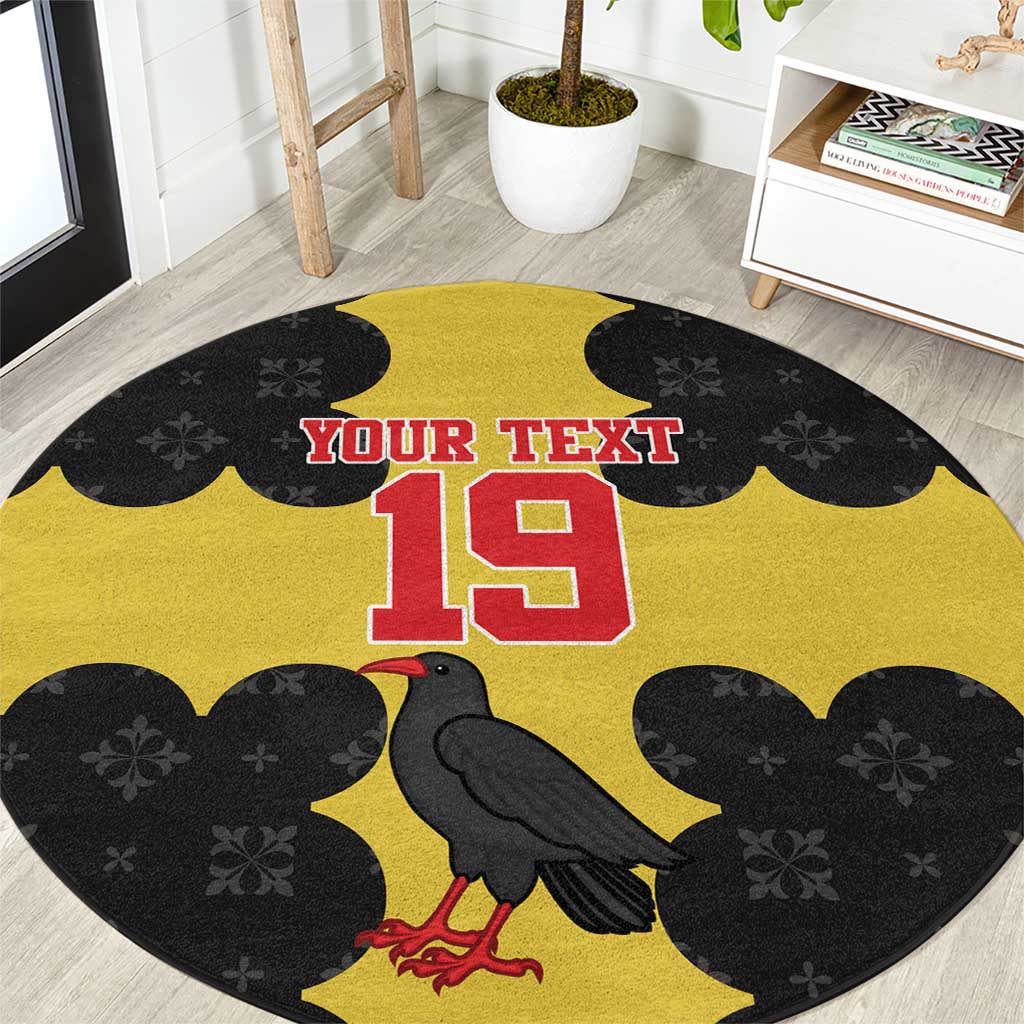 Custom Flintshire Wales Round Carpet Coat Of Arms with Heraldic Flag - Wonder Print Shop