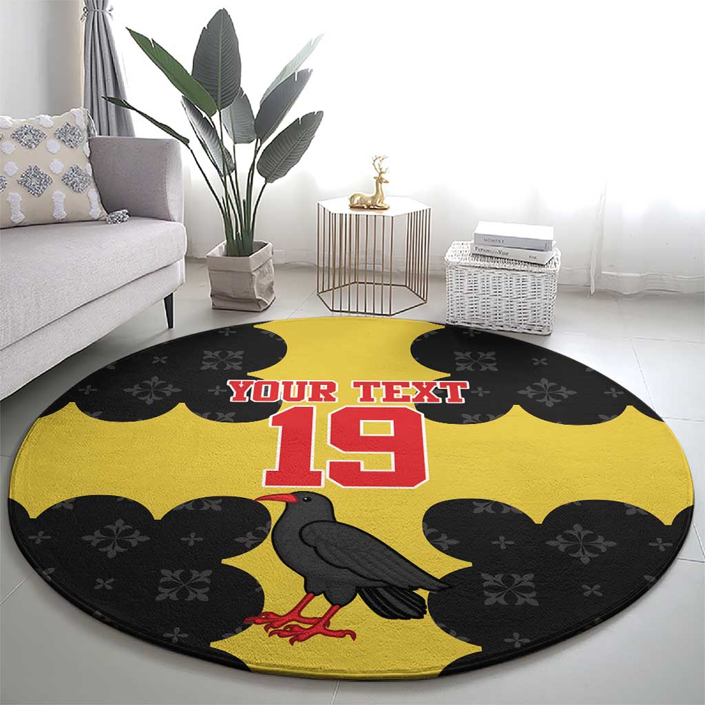 Custom Flintshire Wales Round Carpet Coat Of Arms with Heraldic Flag - Wonder Print Shop