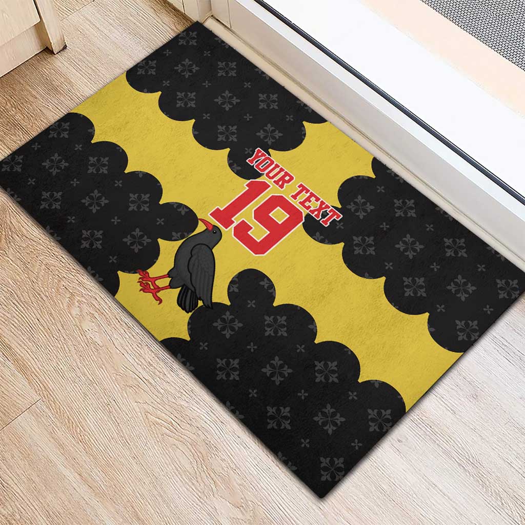 Custom Flintshire Wales Rubber Doormat Coat Of Arms with Heraldic Flag - Wonder Print Shop