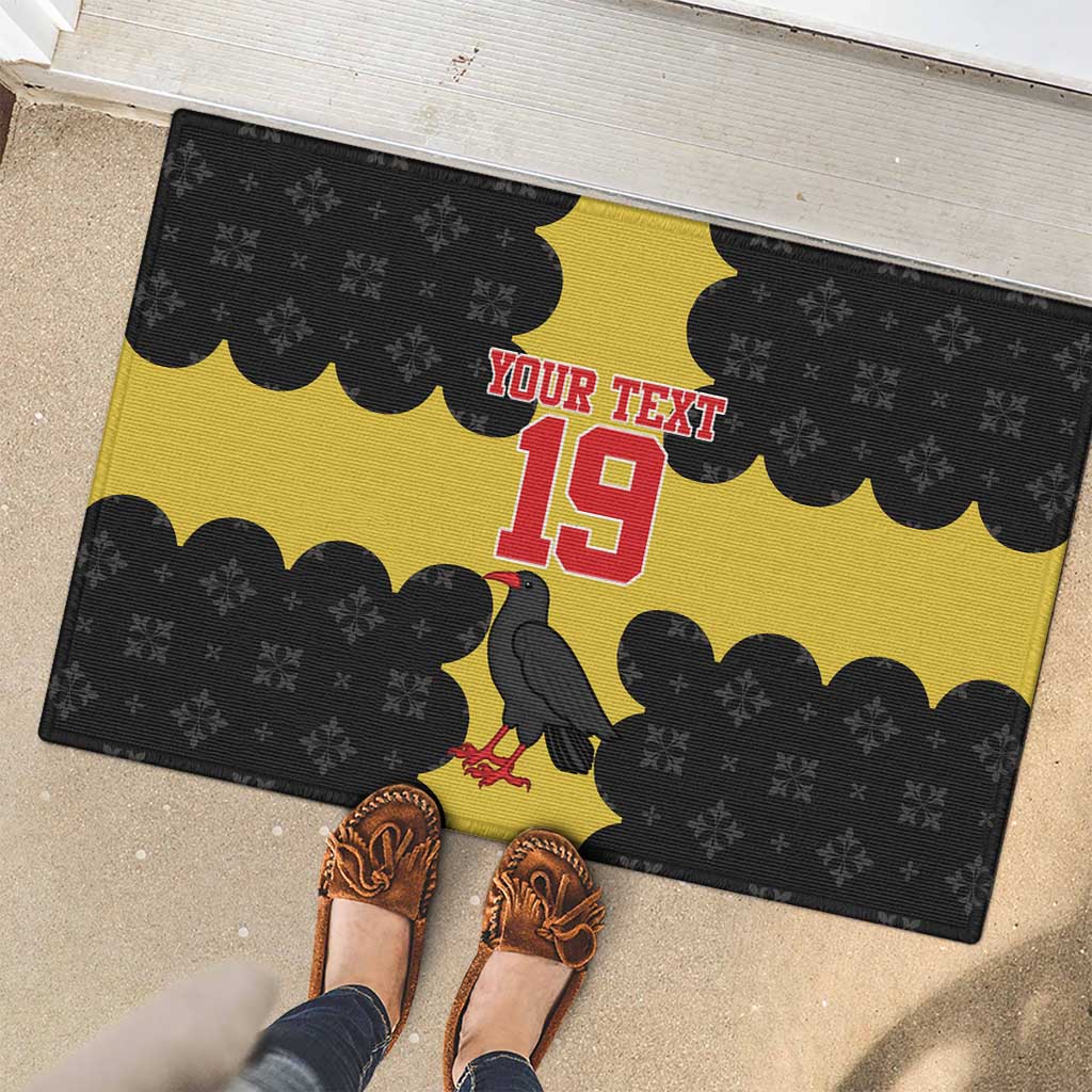 Custom Flintshire Wales Rubber Doormat Coat Of Arms with Heraldic Flag - Wonder Print Shop