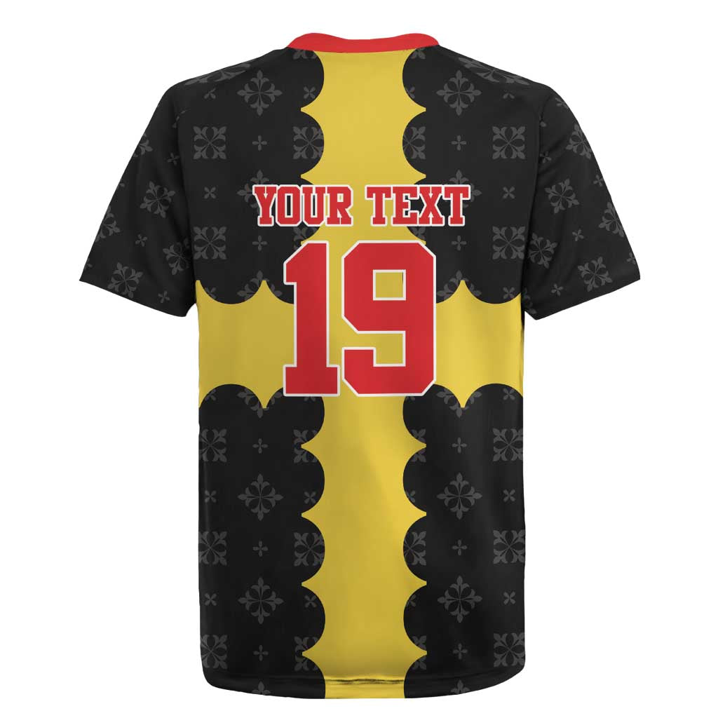 Custom Flintshire Wales Rugby Jersey Coat Of Arms with Heraldic Flag - Wonder Print Shop