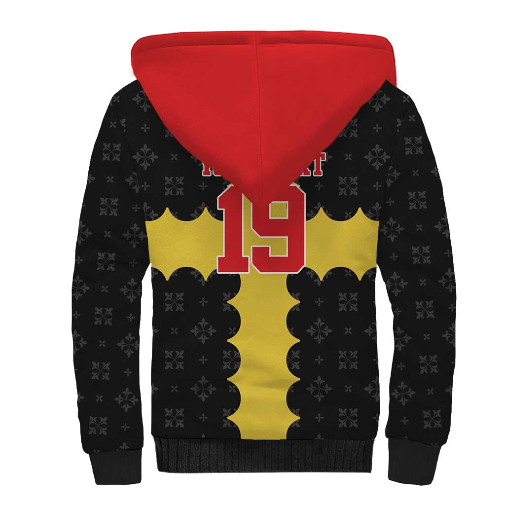 Custom Flintshire Wales Sherpa Hoodie Coat Of Arms with Heraldic Flag - Wonder Print Shop