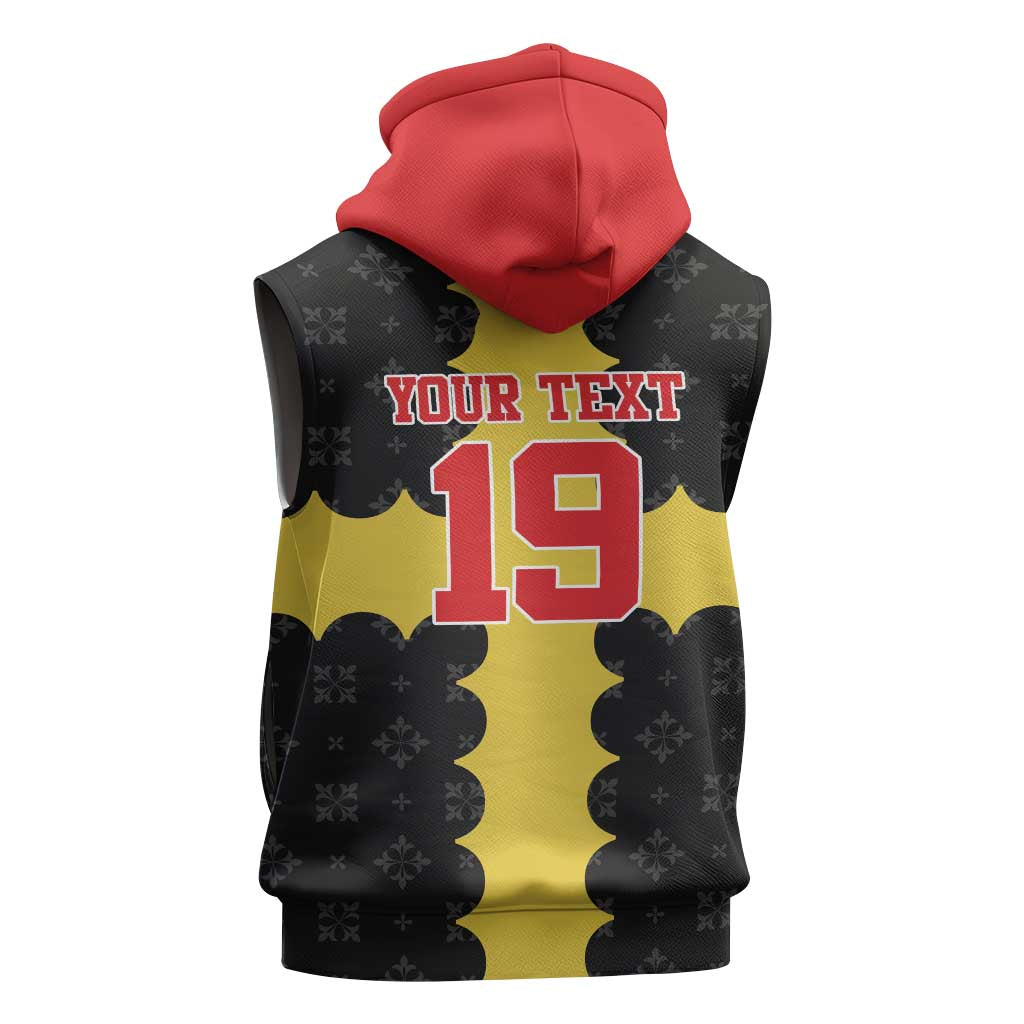 Custom Flintshire Wales Sleeveless Hoodie Coat Of Arms with Heraldic Flag - Wonder Print Shop