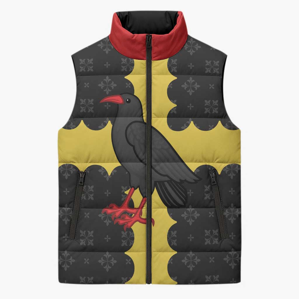 Custom Flintshire Wales Sleeveless Puffer Jacket Coat Of Arms with Heraldic Flag - Wonder Print Shop
