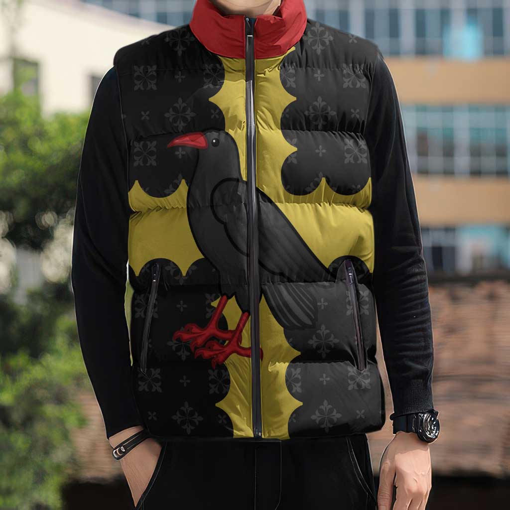 Custom Flintshire Wales Sleeveless Puffer Jacket Coat Of Arms with Heraldic Flag - Wonder Print Shop