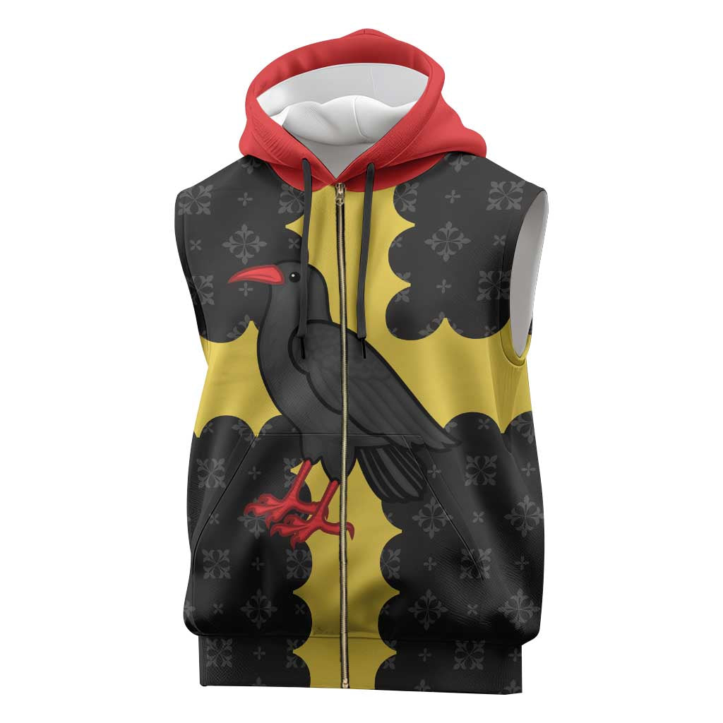 Custom Flintshire Wales Sleeveless Zip Hoodie Coat Of Arms with Heraldic Flag - Wonder Print Shop