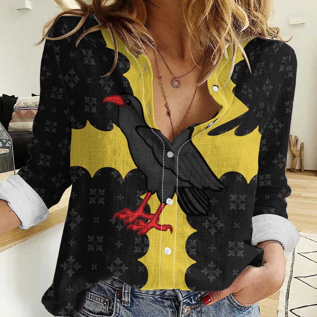 Custom Flintshire Wales Women Casual Shirt Coat Of Arms with Heraldic Flag - Wonder Print Shop