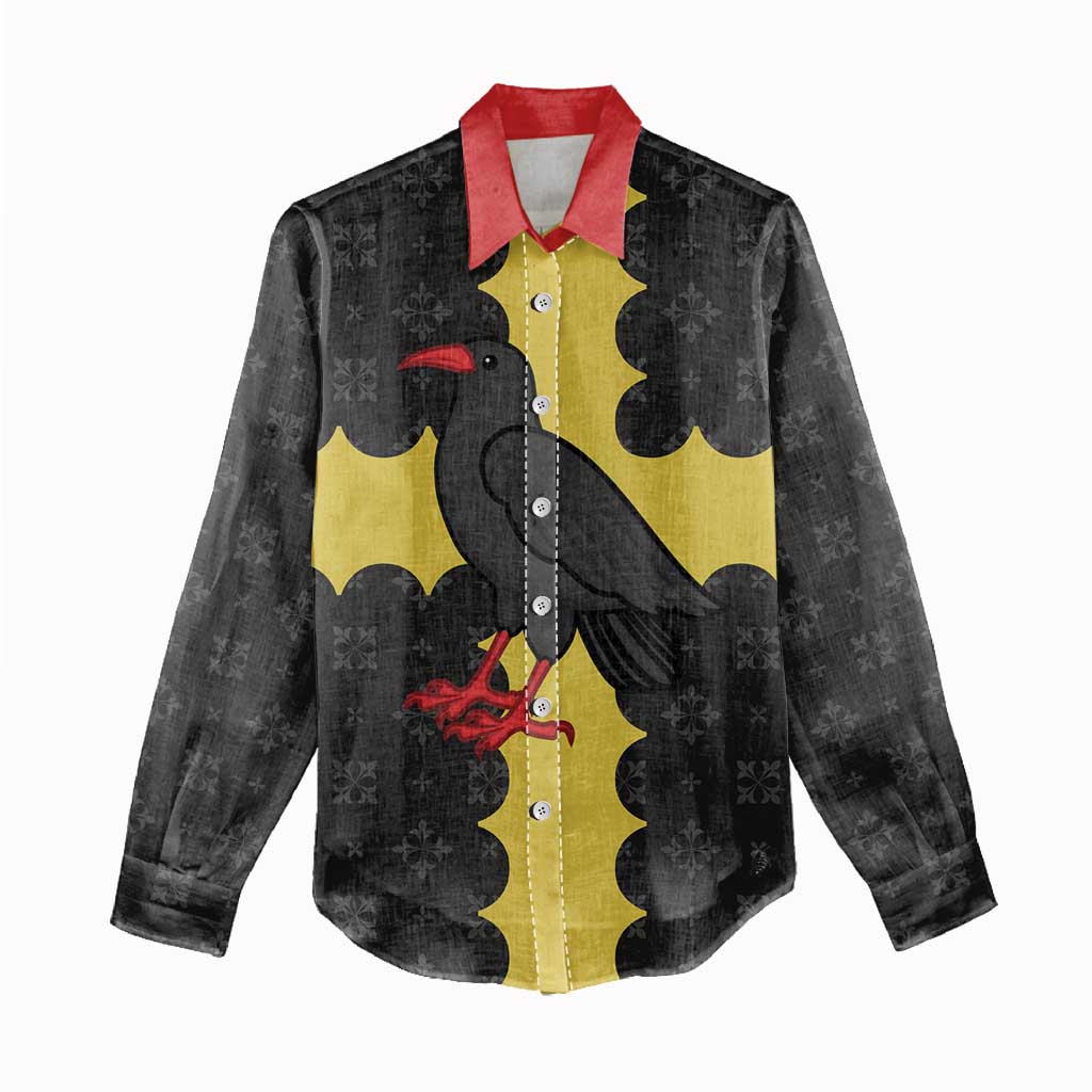 Custom Flintshire Wales Women Casual Shirt Coat Of Arms with Heraldic Flag - Wonder Print Shop