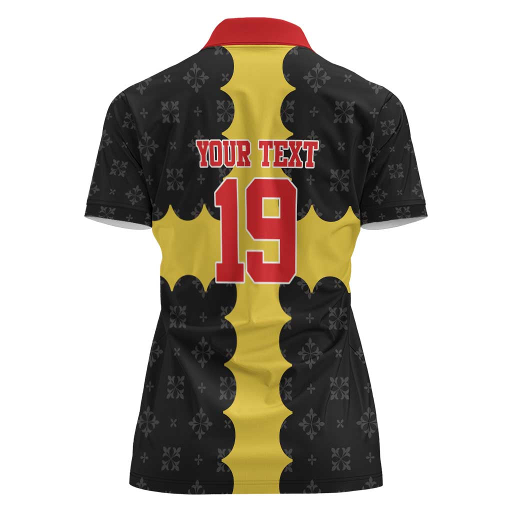 Custom Flintshire Wales Women Polo Shirt Coat Of Arms with Heraldic Flag - Wonder Print Shop