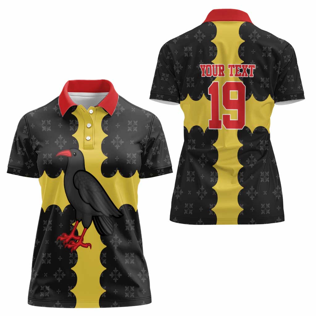 Custom Flintshire Wales Women Polo Shirt Coat Of Arms with Heraldic Flag - Wonder Print Shop