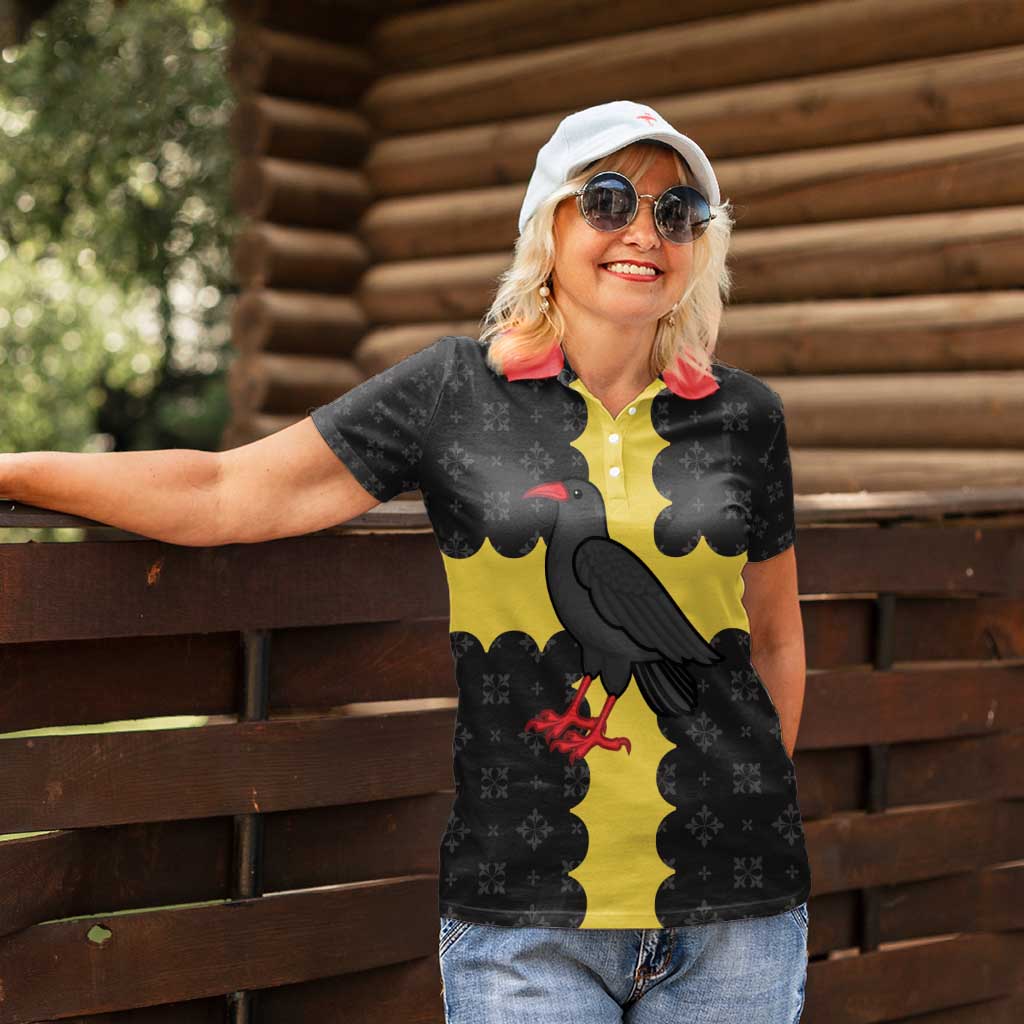 Custom Flintshire Wales Women Polo Shirt Coat Of Arms with Heraldic Flag - Wonder Print Shop