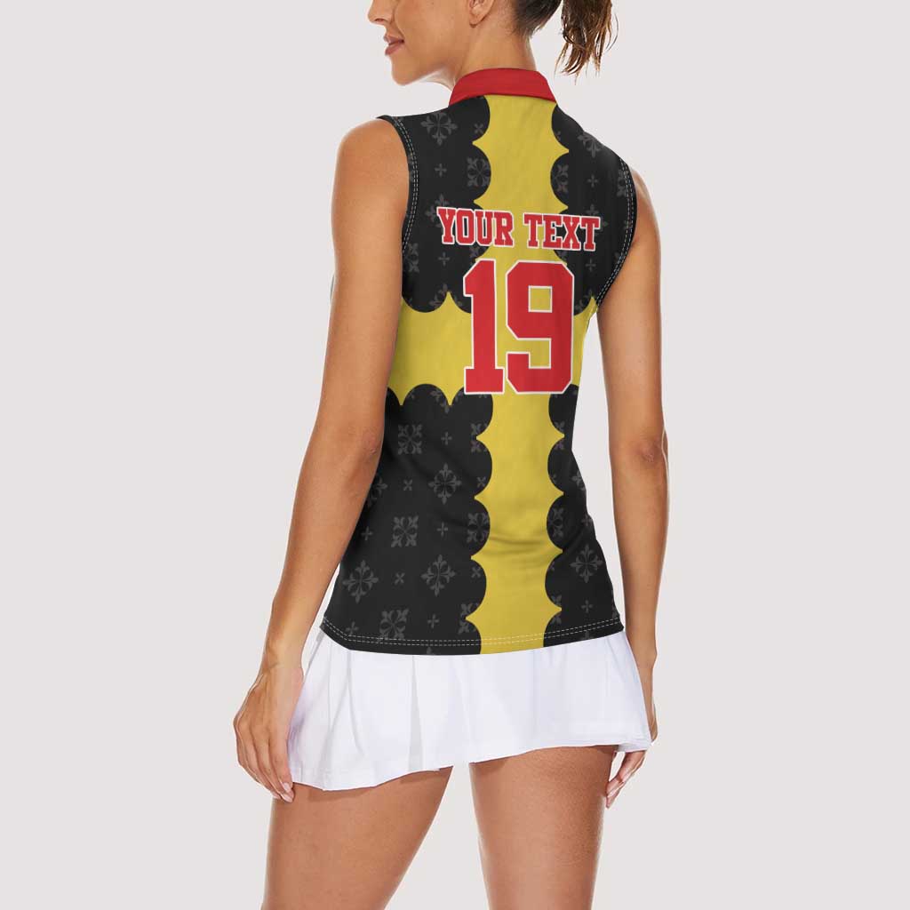 Custom Flintshire Wales Women Sleeveless Polo Shirt Coat Of Arms with Heraldic Flag - Wonder Print Shop