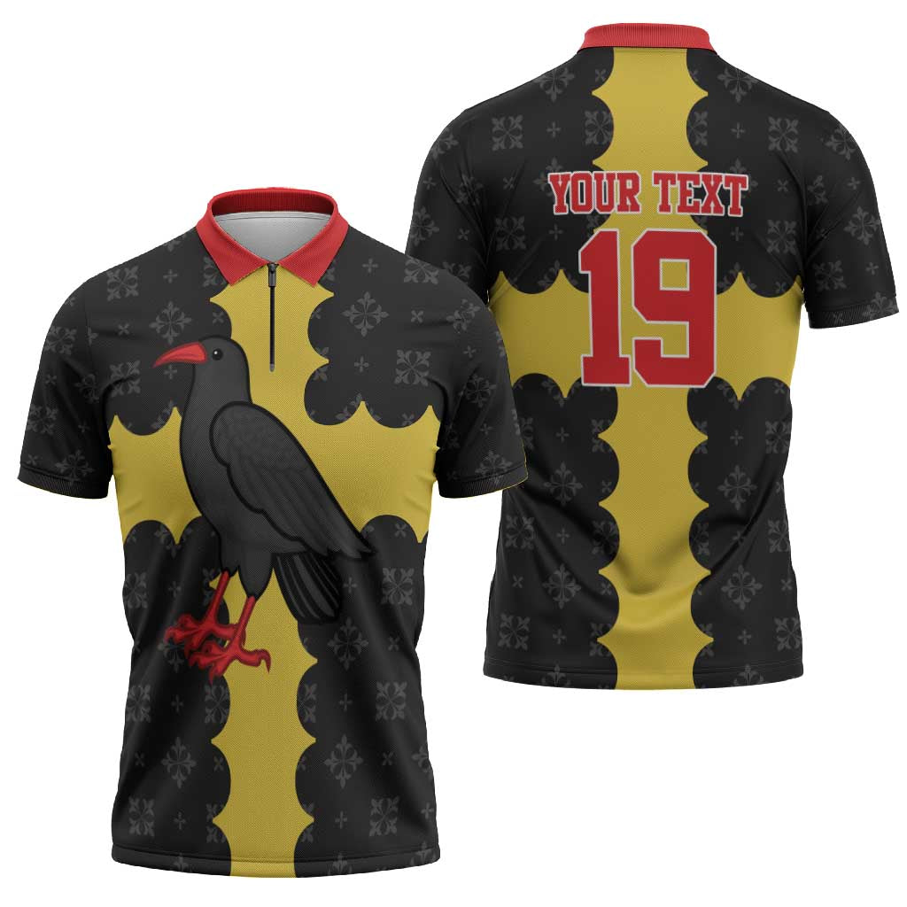 Custom Flintshire Wales Zipper Polo Shirt Coat Of Arms with Heraldic Flag - Wonder Print Shop