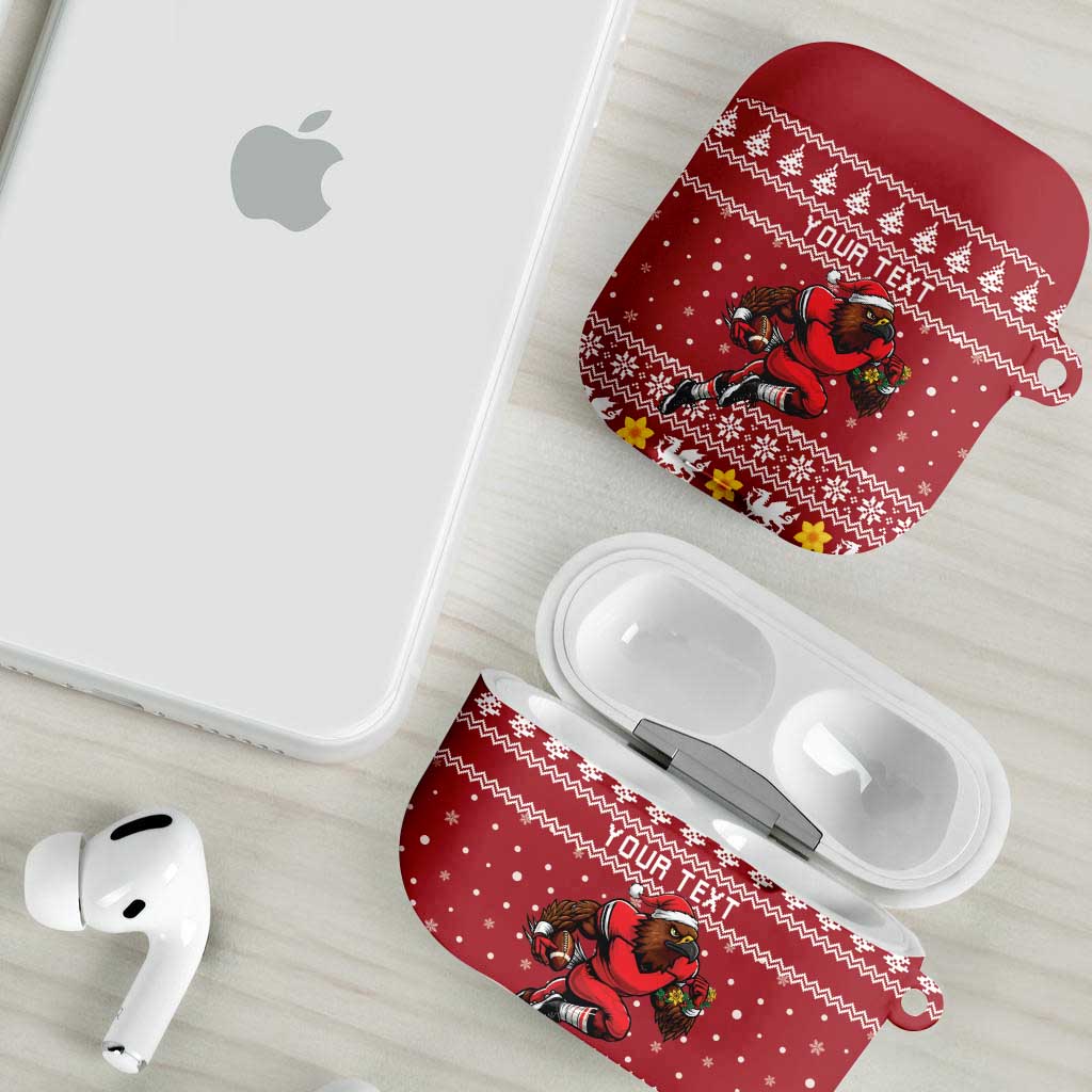 Personalized Radnorshire Wales Christmas AirPods Case Red-Tailed Hawk Rugby - Wonder Print Shop