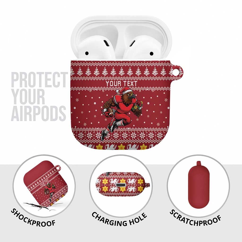 Personalized Radnorshire Wales Christmas AirPods Case Red-Tailed Hawk Rugby - Wonder Print Shop