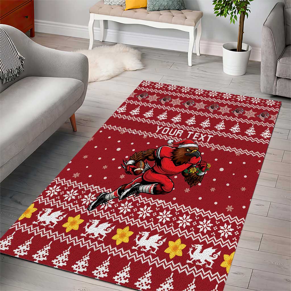 Personalized Radnorshire Wales Christmas Area Rug Red-Tailed Hawk Rugby - Wonder Print Shop
