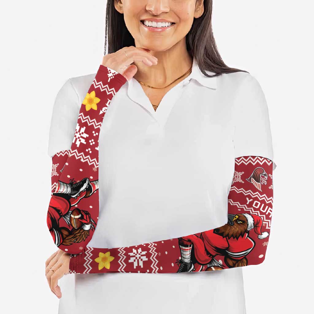 Personalized Radnorshire Wales Christmas Arm Sleeves Red-Tailed Hawk Rugby - Wonder Print Shop