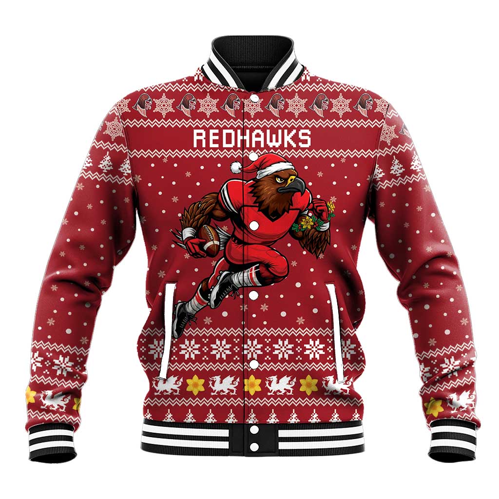 Personalized Radnorshire Wales Christmas Baseball Jacket Red-Tailed Hawk Rugby - Wonder Print Shop