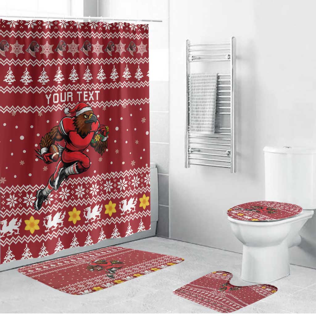Personalized Radnorshire Wales Christmas Bathroom Set Red-Tailed Hawk Rugby - Wonder Print Shop