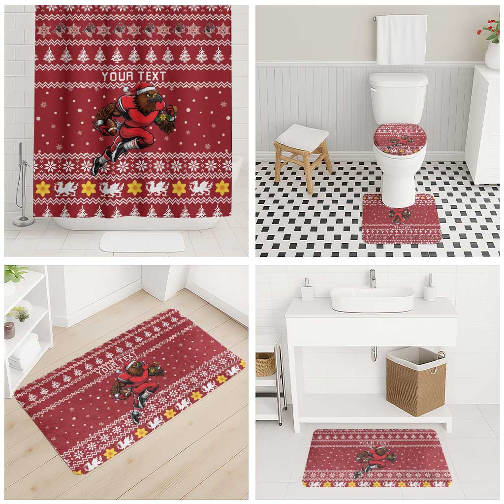Personalized Radnorshire Wales Christmas Bathroom Set Red-Tailed Hawk Rugby - Wonder Print Shop