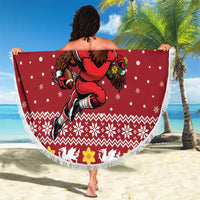 Personalized Radnorshire Wales Christmas Beach Blanket Red-Tailed Hawk Rugby - Wonder Print Shop