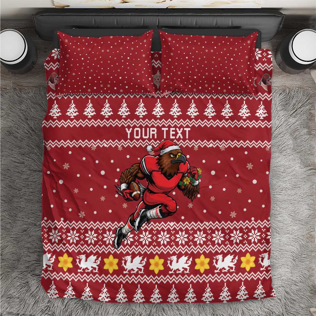 Personalized Radnorshire Wales Christmas Bedding Set Red-Tailed Hawk Rugby - Wonder Print Shop