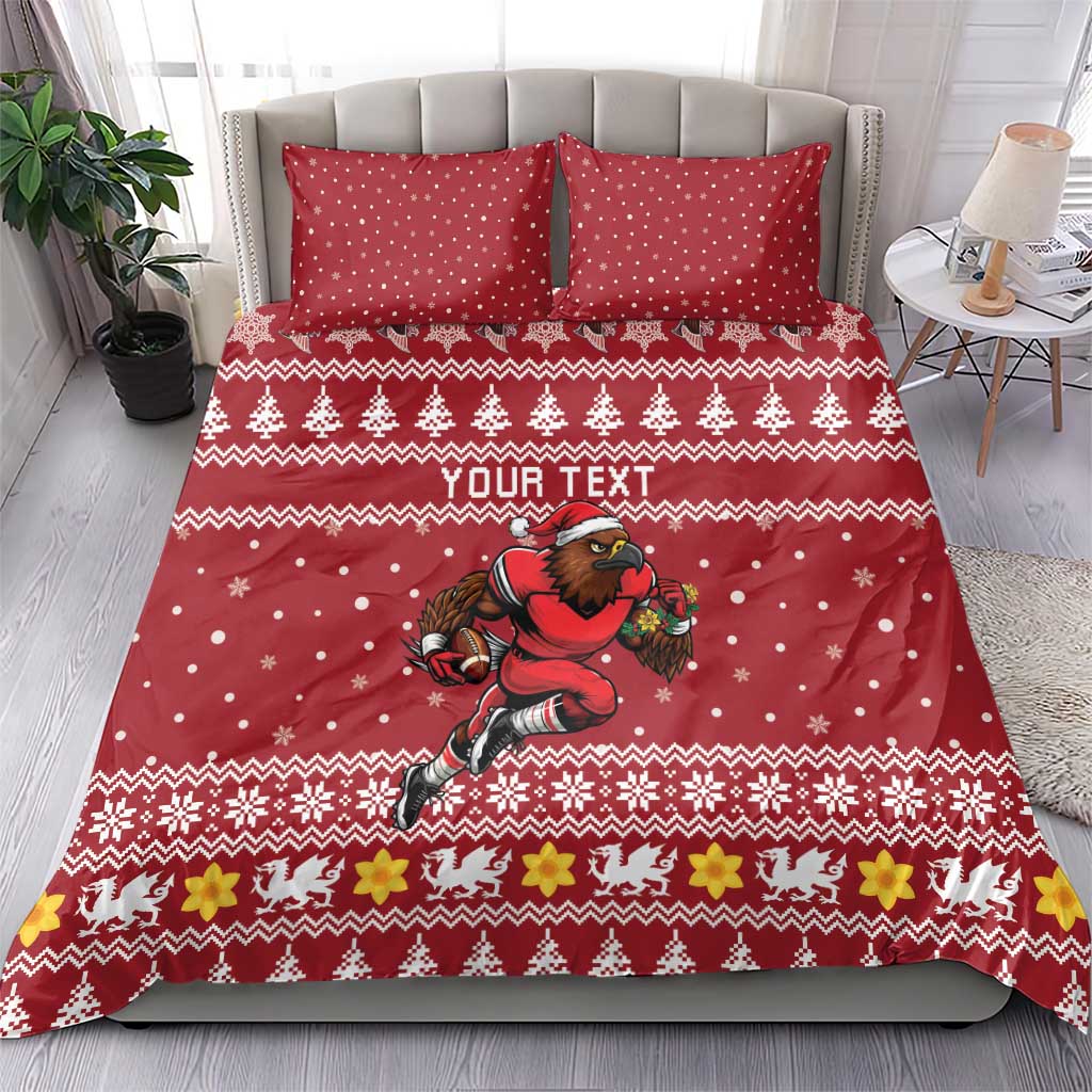 Personalized Radnorshire Wales Christmas Bedding Set Red-Tailed Hawk Rugby - Wonder Print Shop